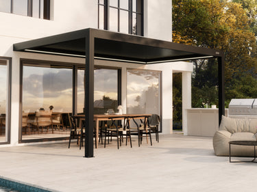 PERGOLUX Pergola Sundream S3 Schwarz Wandmontiert 3x5m