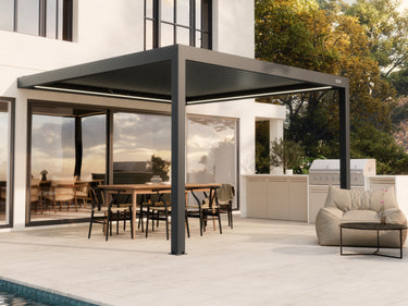 PERGOLUX Pergola Sundream S3 Anthrazit wandmontiert 4x4m