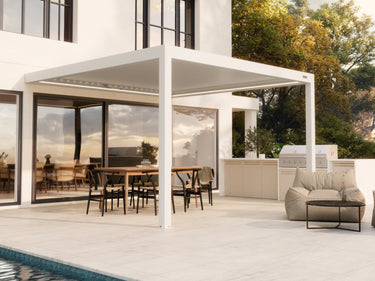 PERGOLUX Pergola Sundream S3 Weiß Wandmontiert 4x4m