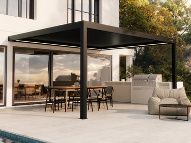 PERGOLUX Pergola Sundream S3 Schwarz Wandmontiert 4x5m