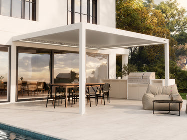 PERGOLUX Pergola Sundream S3 Weiß Wandmontiert 4x5m