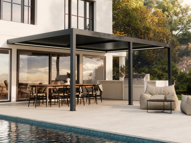 PERGOLUX Pergola Sundream S3 Anthrazit Wandmontiert 4x6m