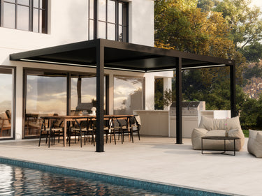 PERGOLUX Pergola Sundream S3 Schwarz Wandmontiert 4x6m
