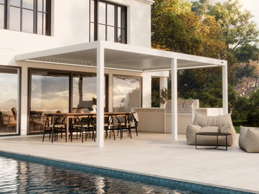 PERGOLUX Pergola Sundream S3 Weiß Wandmontiert 4x6m